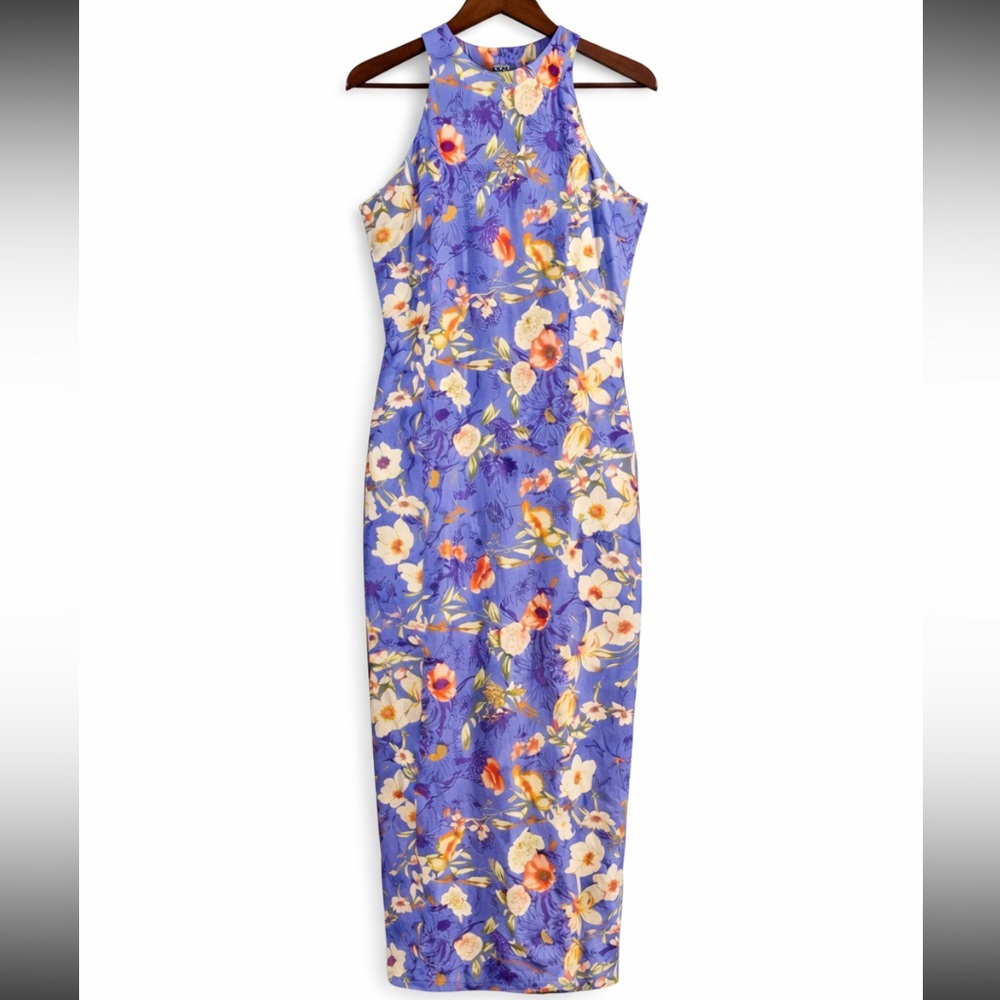 Zara Floral Blue Sleeveless Dress